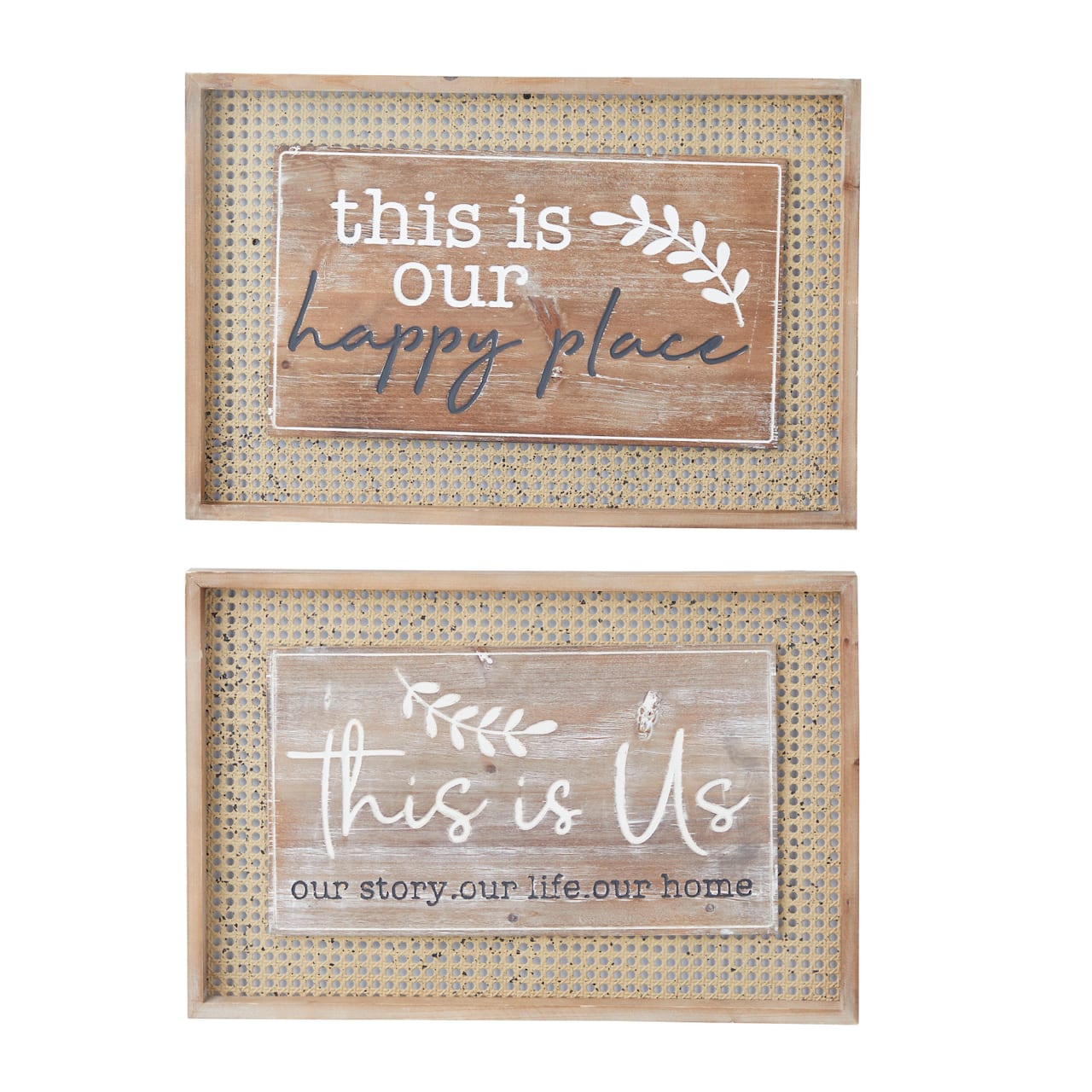 Set of 2 Brown Wood Farmhouse Wall Decor 24", 16"